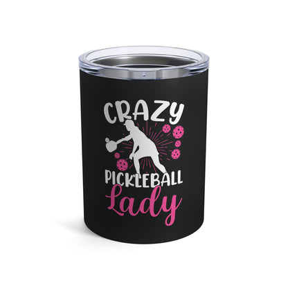 Pickleball Quirky Tumbler - Crazy Pickleball Lady Black