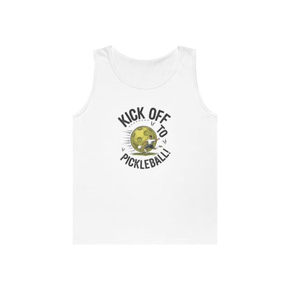 Men's Energetic Pickleball Tank Top - Kick Off To Pickleball White