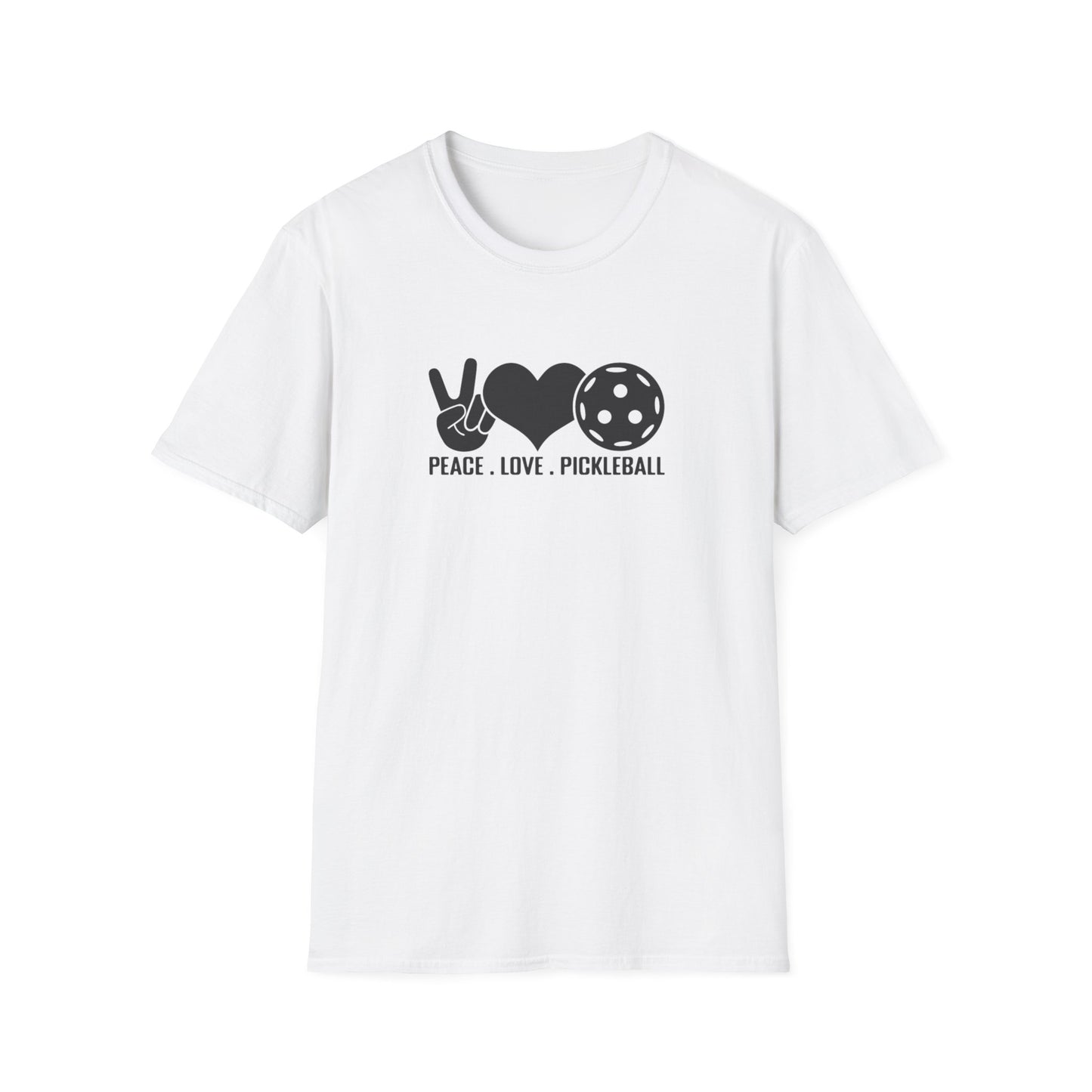 Women's Stylish Pickleball T-shirt - Peace, Love, Pickleball White