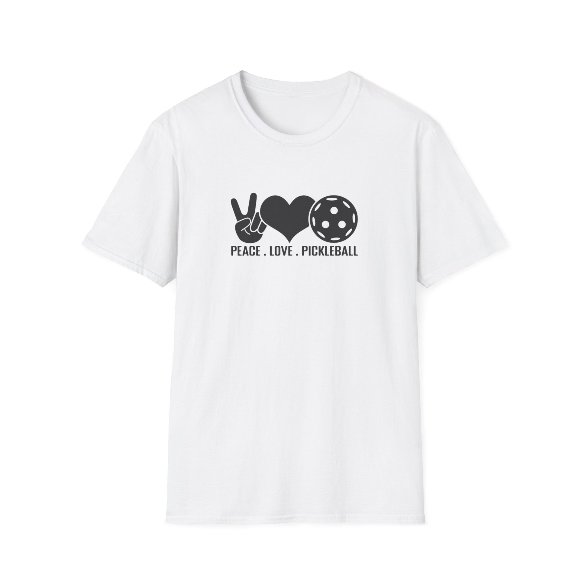 Women's Stylish Pickleball T-shirt - Peace, Love, Pickleball White