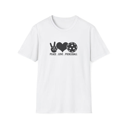 Women's Stylish Pickleball T-shirt - Peace, Love, Pickleball White