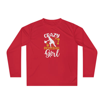 Women's Durable Pickleball Long Sleeves top - Crazy Pickleball Girl Red