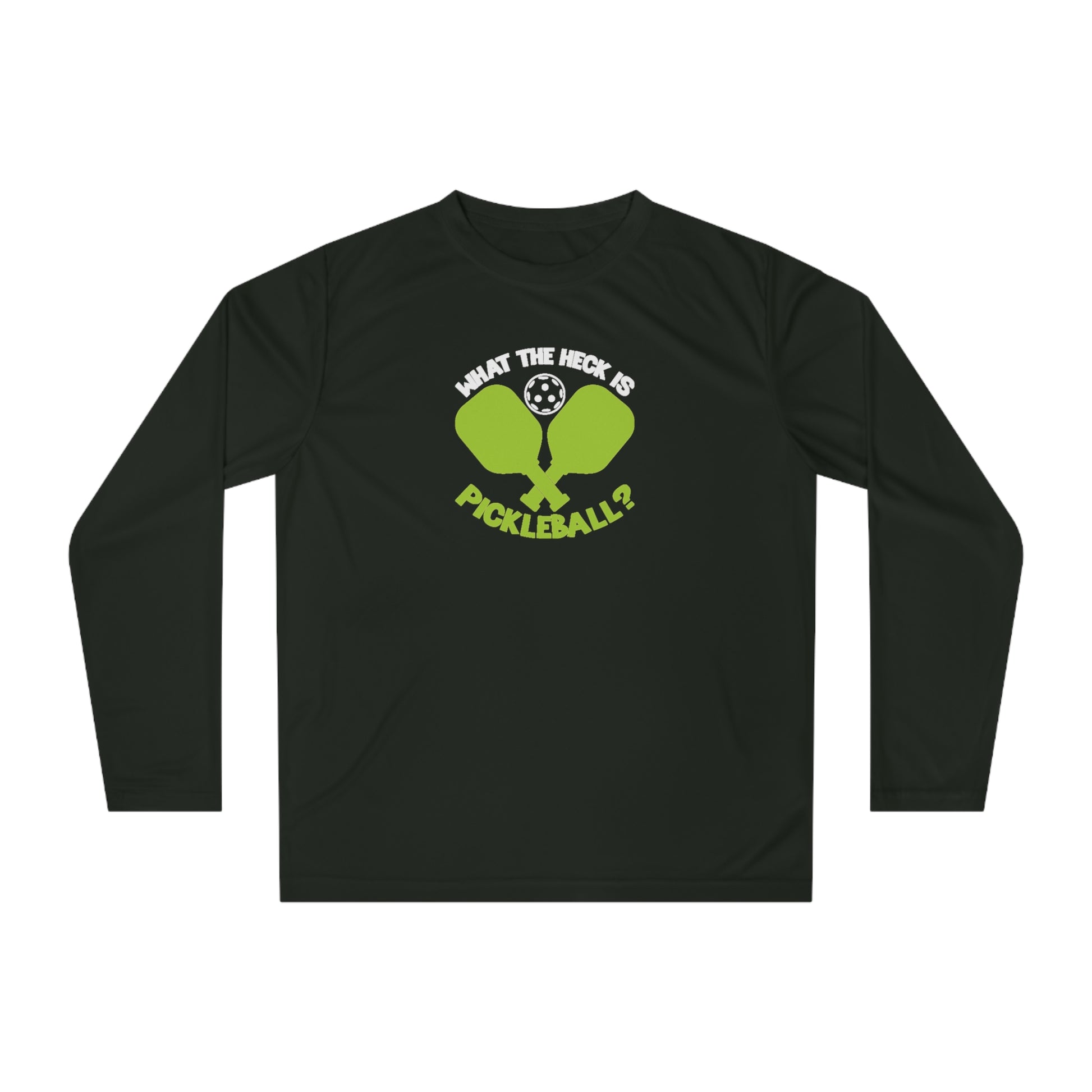 Men's Funny Pickleball Long Sleeves top - What the Heck Is Pickleball? Black