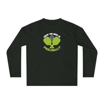Men's Funny Pickleball Long Sleeves top - What the Heck Is Pickleball? Black