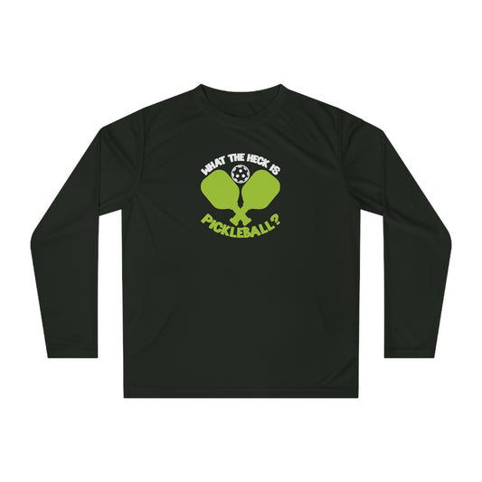 Men's Funny Pickleball Long Sleeves top - What the Heck Is Pickleball? Black