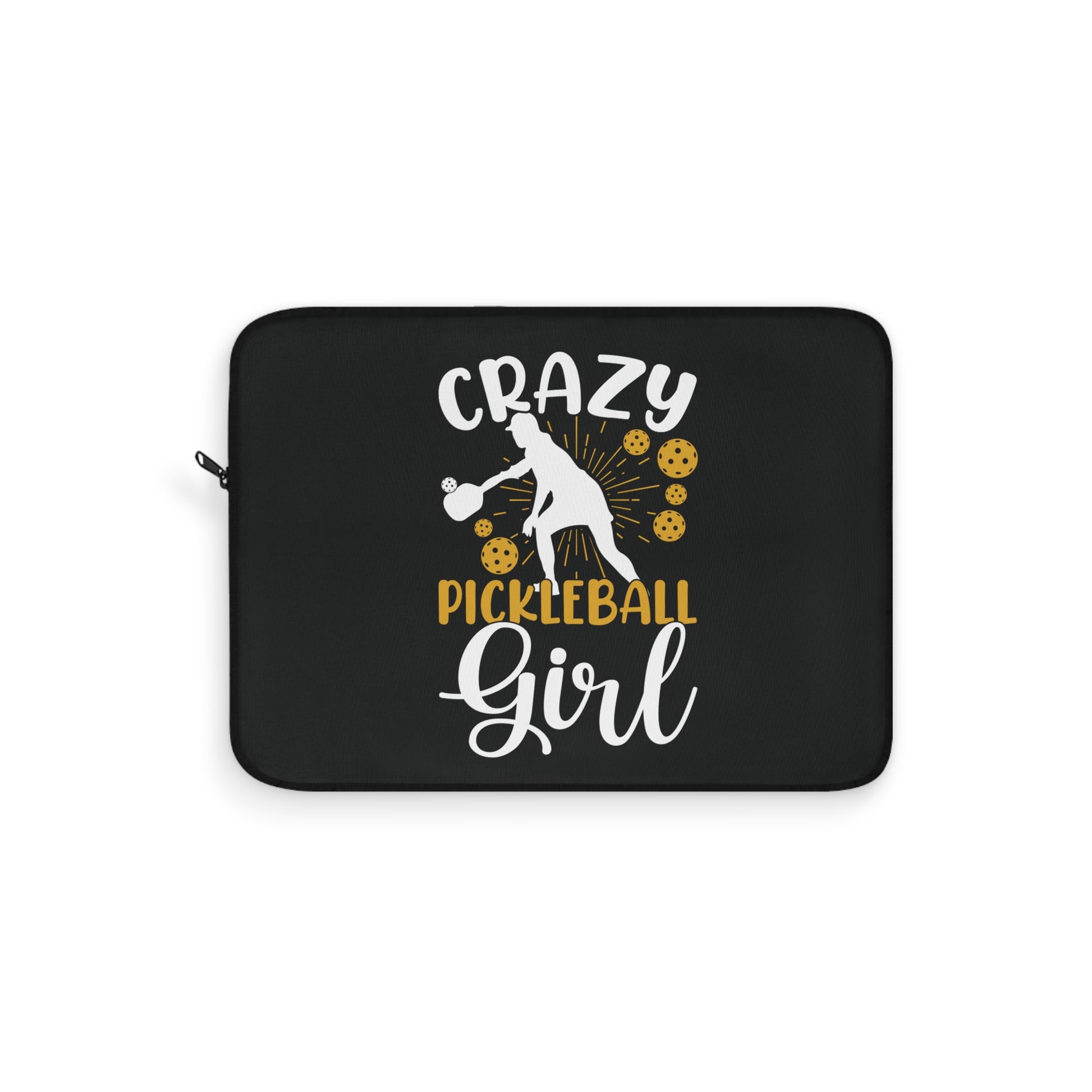 Pickleball Durable Laptop Sleeve - Crazy Pickleball Girl Black