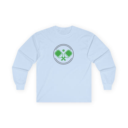Women's Soft Pickleball Long Sleeves top - Double Paddle Logo Blue