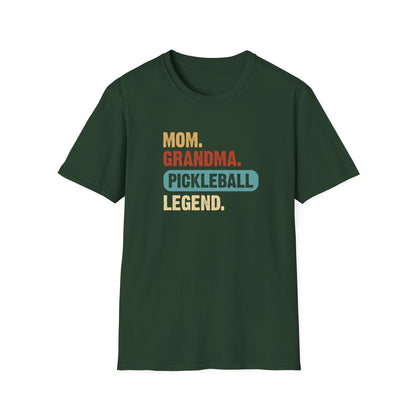 Women's Stylish Pickleball T-shirt - Mom Grandma Pickleball Legend Green