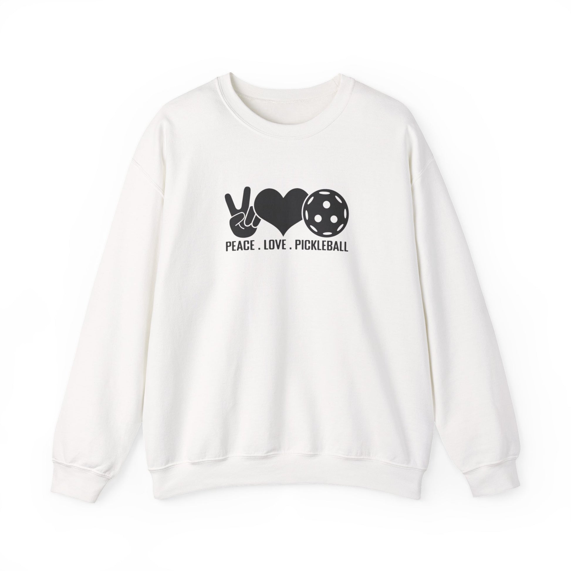 Women's Comfy Pickleball Sweatshirt - Peace, Love, Pickleball White