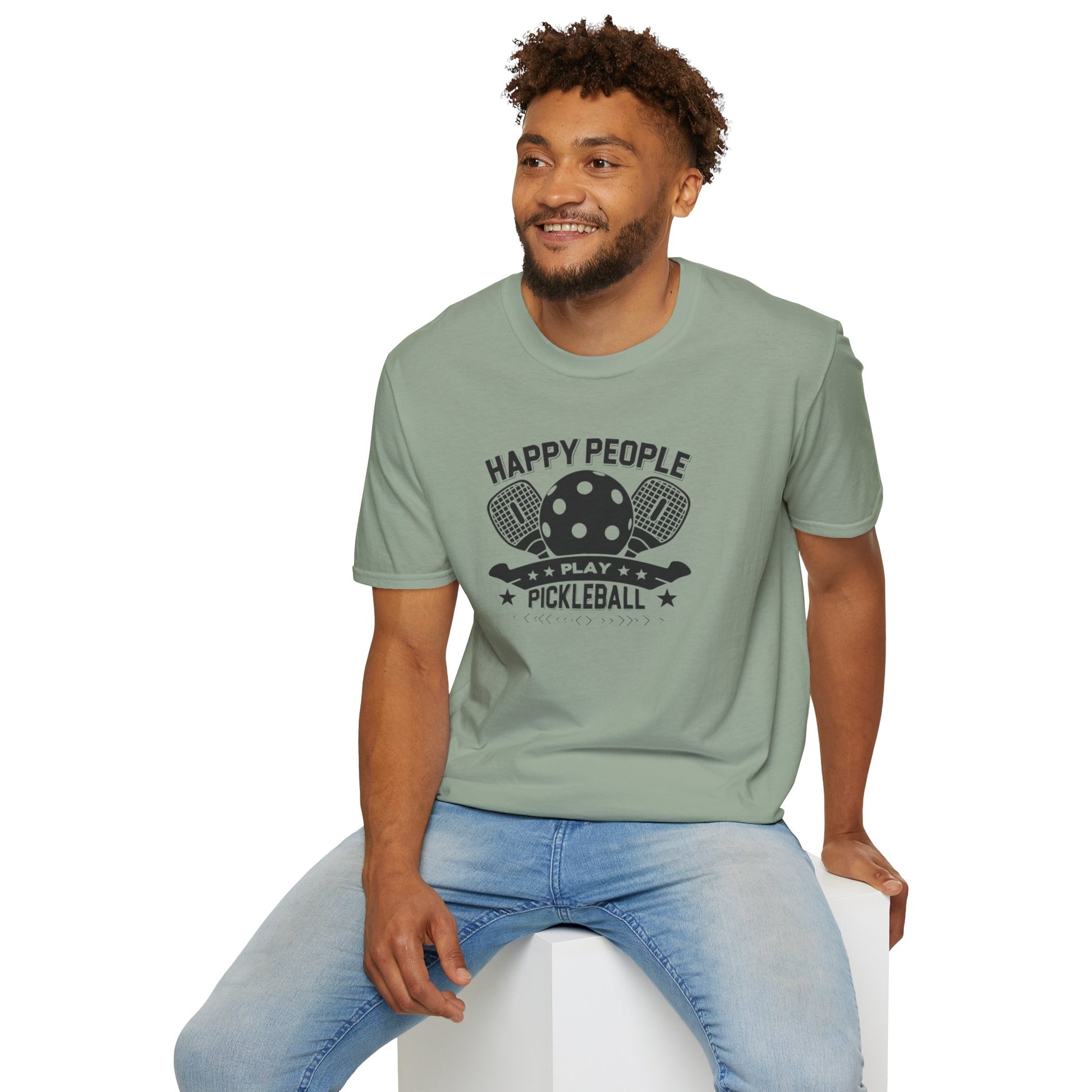 Men's Quirky Pickleball T-shirt - Happy People Play Pickleball