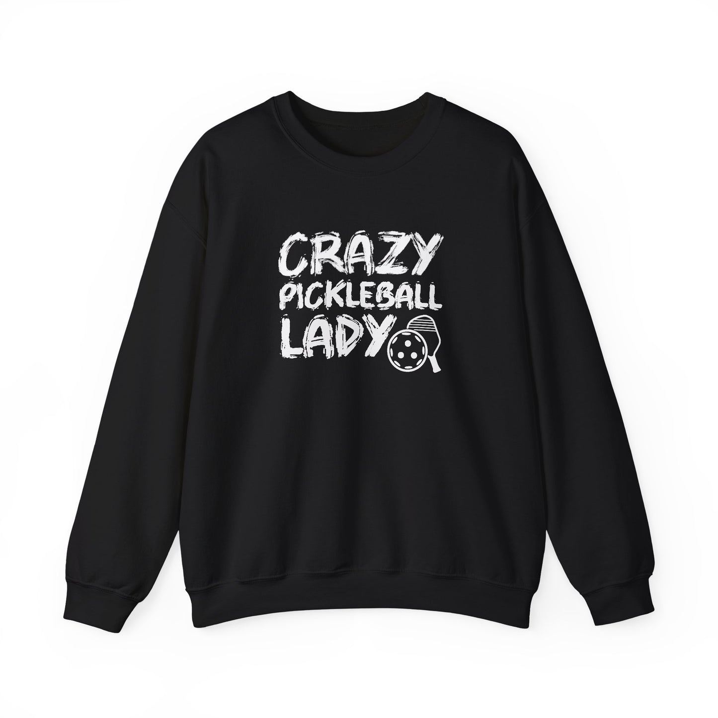 Women's Funny Pickleball Sweatshirt - Crazy Pickleball Lady Black