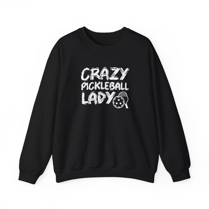 Women's Funny Pickleball Sweatshirt - Crazy Pickleball Lady Black