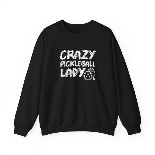 Women's Funny Pickleball Sweatshirt - Crazy Pickleball Lady Black