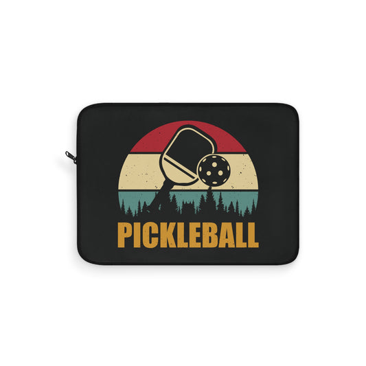 Pickleball Cool Laptop Sleeve - Pickleball Retro Black