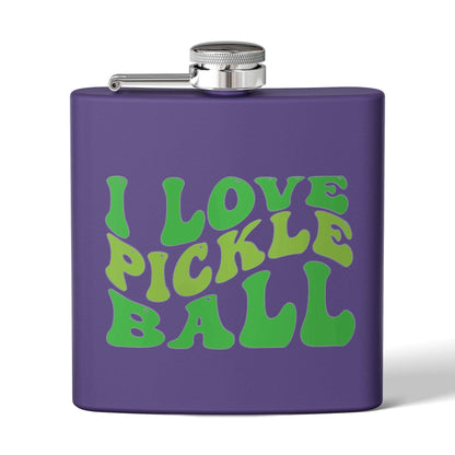 Pickleball Cute Flask - I Love Pickleball Purple