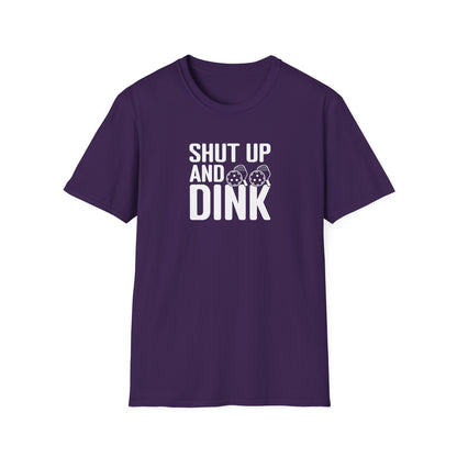 Women's Funny Pickleball T-shirt - Shut Up and Dink Purple