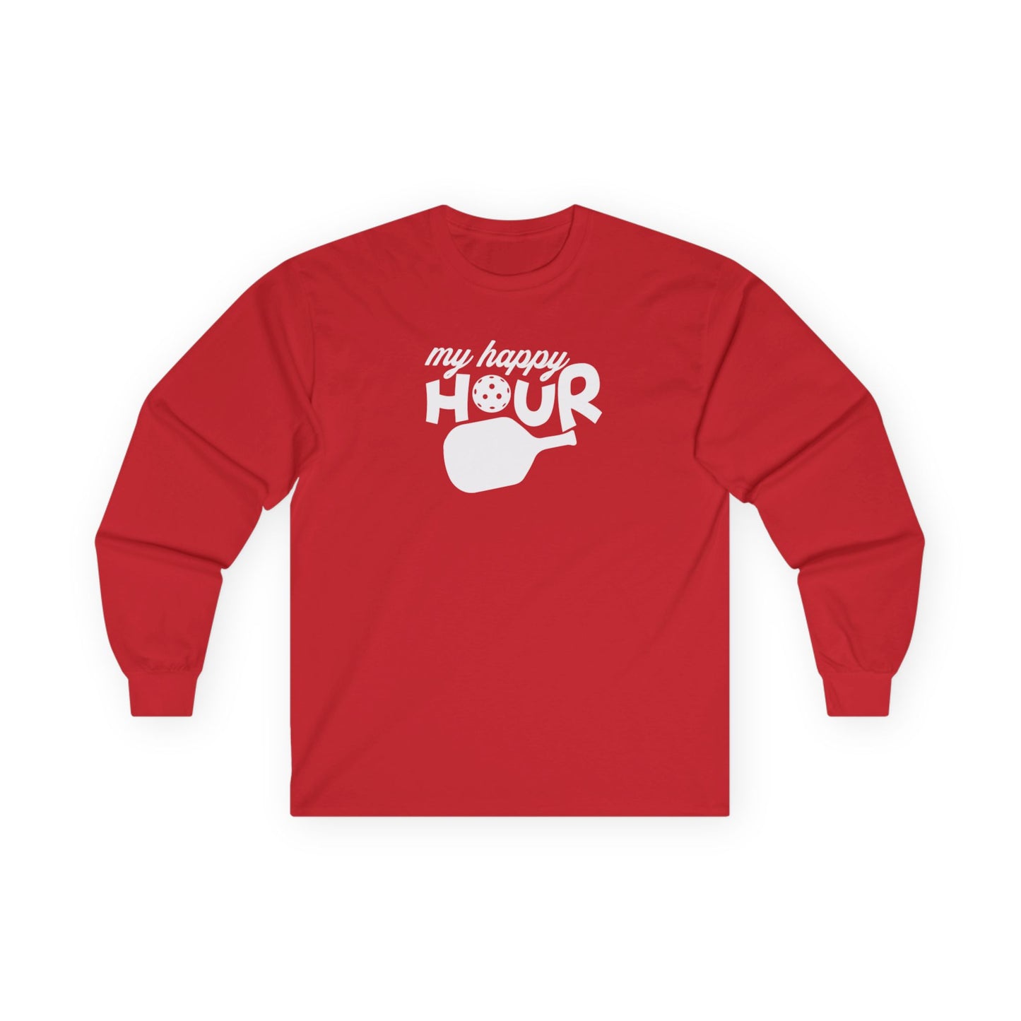 Women's Durable Pickleball Long Sleeves top - My Happy Hour Red
