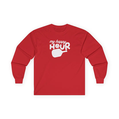 Women's Durable Pickleball Long Sleeves top - My Happy Hour Red