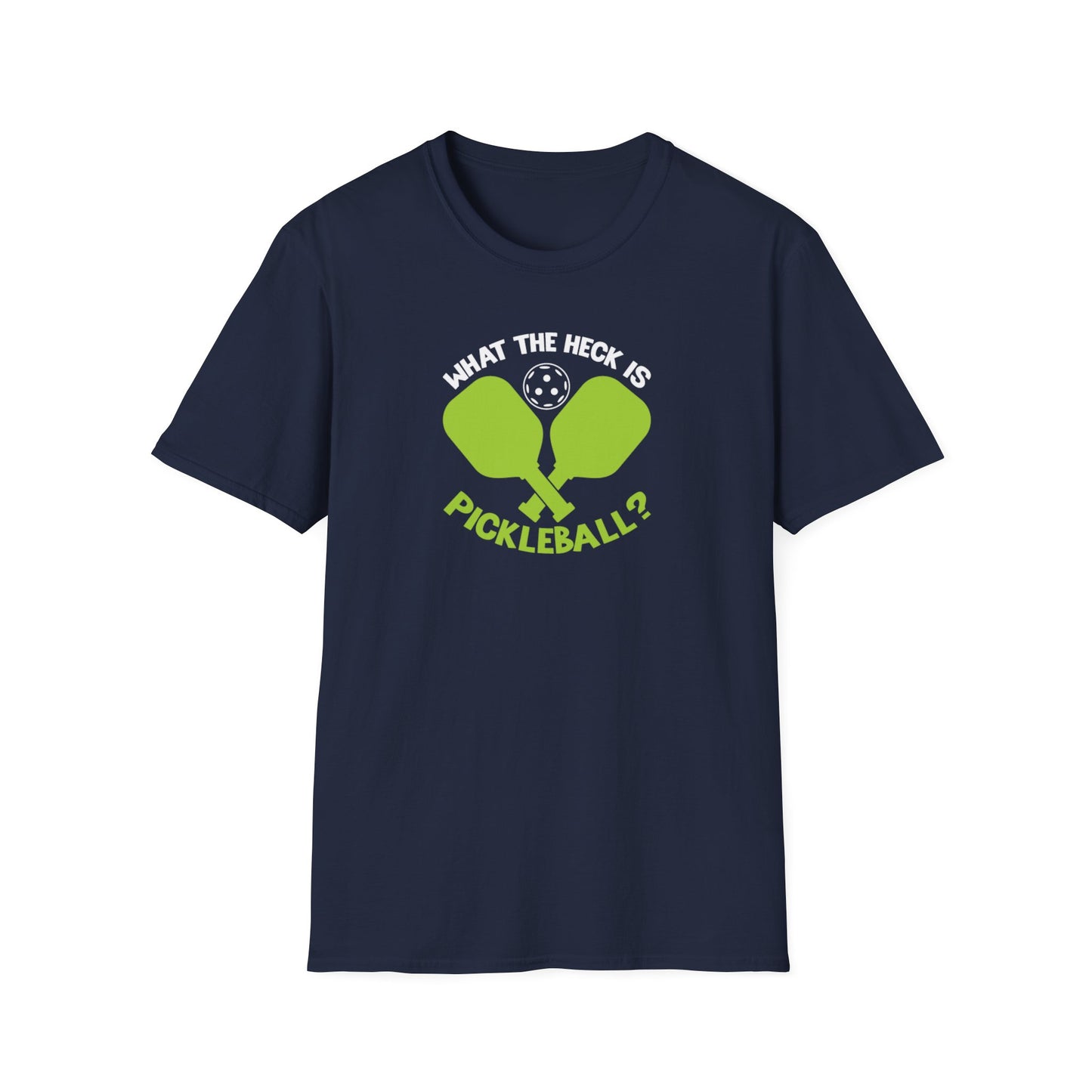Women's Funny Pickleball T-shirt - What the Heck Is Pickleball? Navy