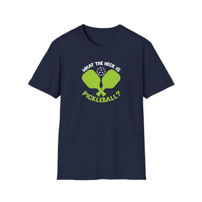 Women's Funny Pickleball T-shirt - What the Heck Is Pickleball? Navy