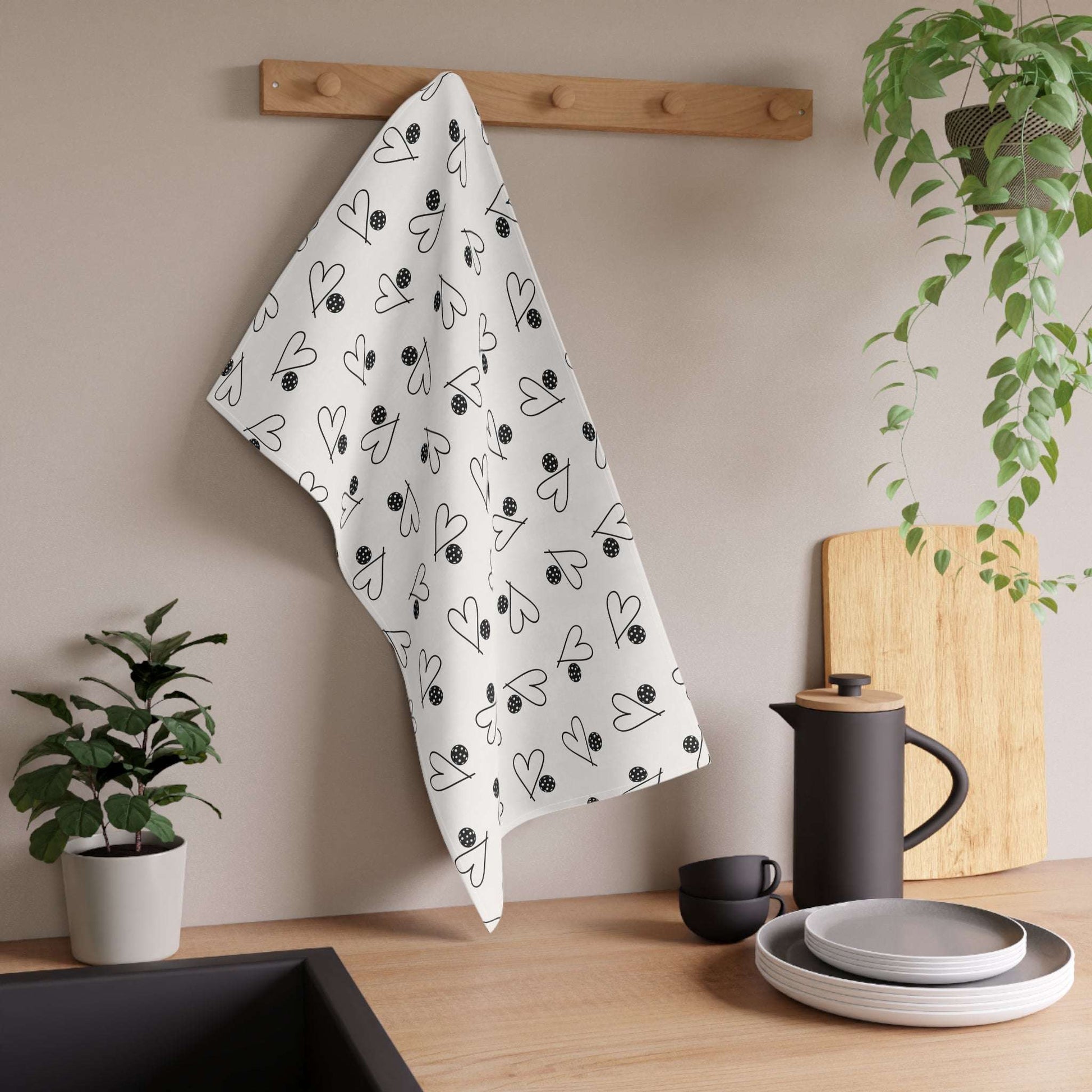 Pickleball Fun Tea Towel - Heart and Ball