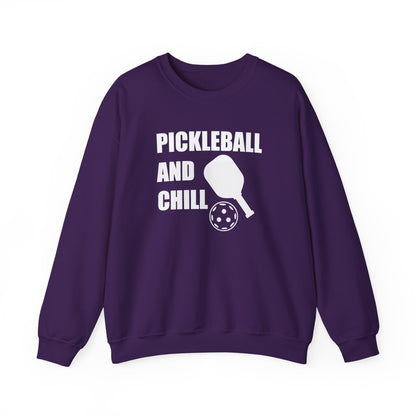 Women's Stylish Pickleball Sweatshirt - Pickleball and Chill Purple