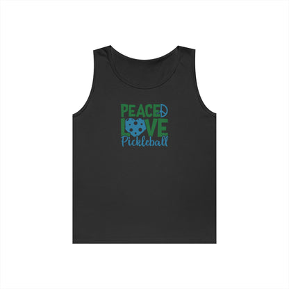 Women's Unique Pickleball Tank Top - Peace, Love, Pickleball Black