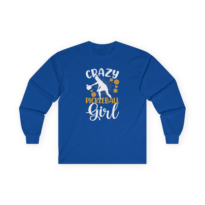 Women's Comfy Pickleball Long Sleeves top - Crazy Pickleball Girl Royal
