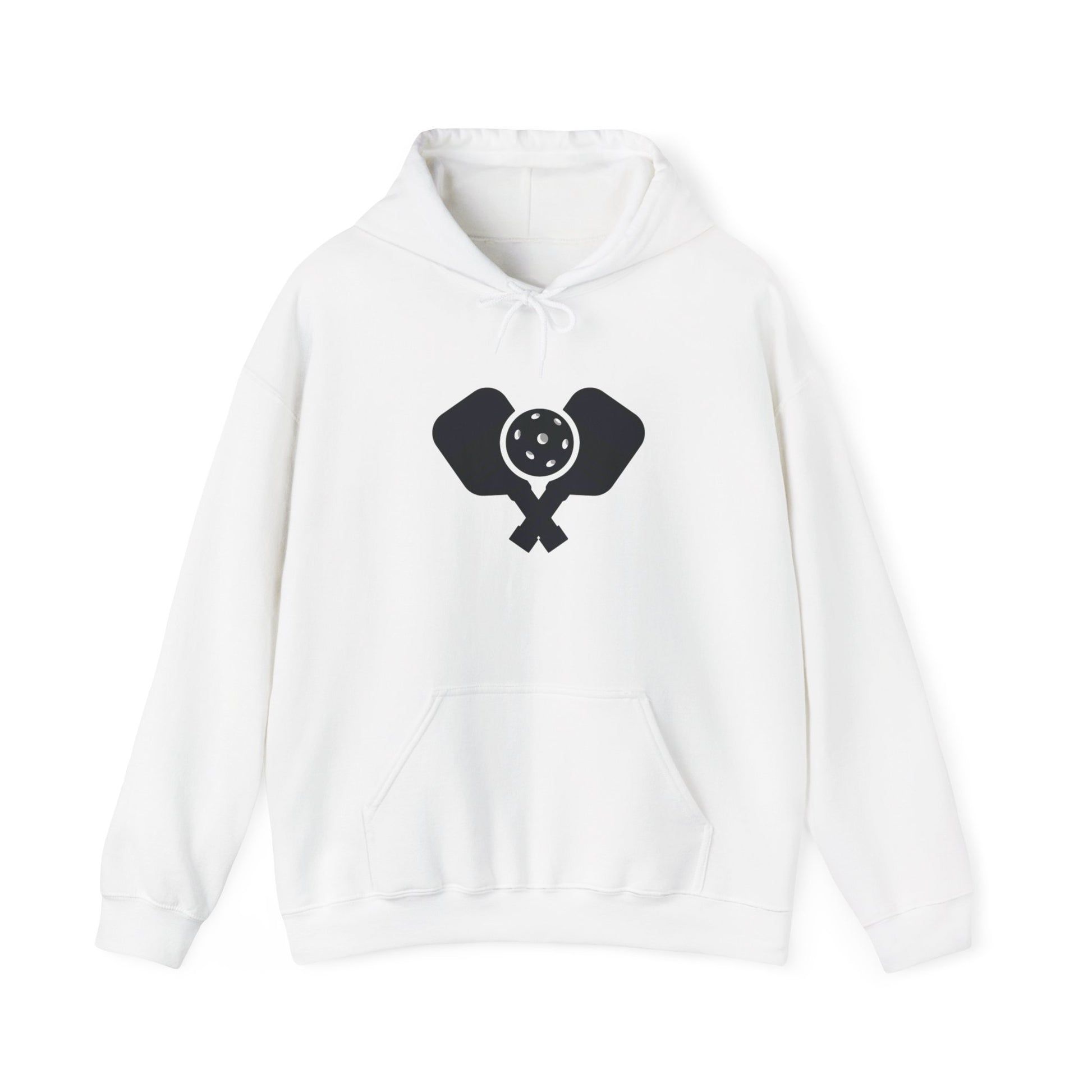 Men's Durable Pickleball Hoodie - Paddles and Ball White