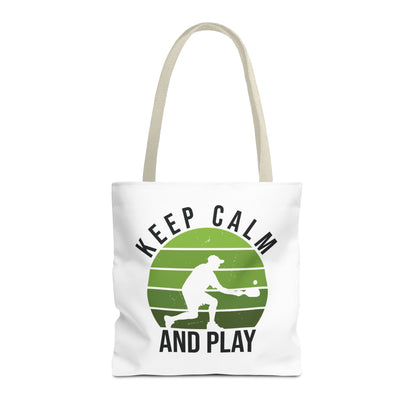 Pickleball Durable Tote Bag - Keep Calm and Play Beige