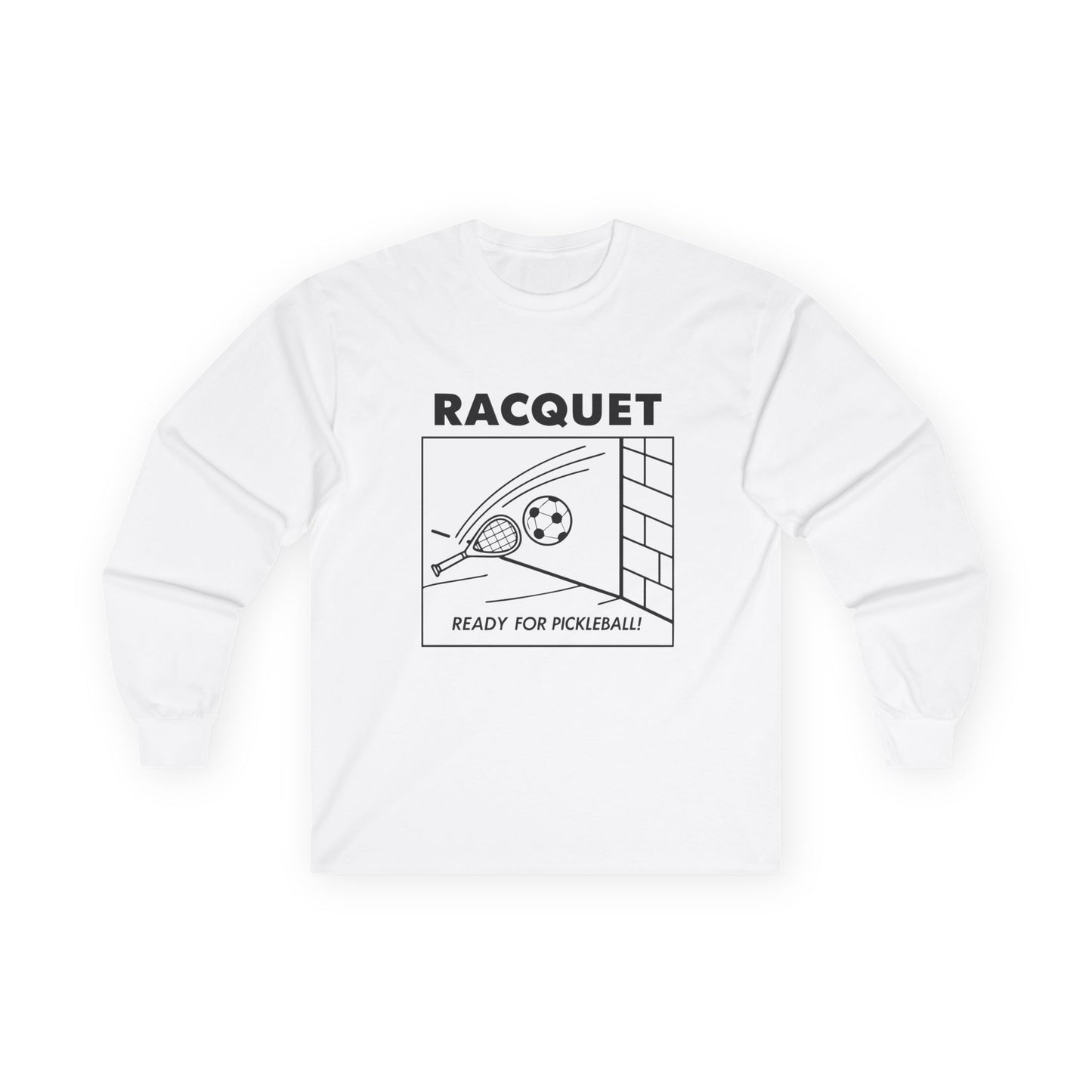Men's Funny Pickleball Long Sleeves Top - Racquet White