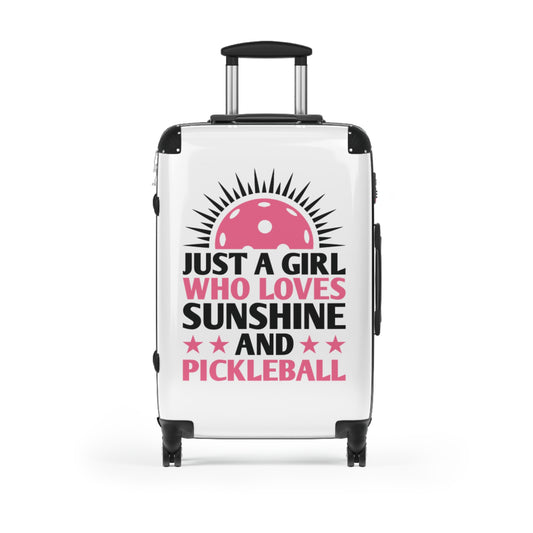 Pickleball Cute Suitcase - Just a Girl Who Loves Sunshine & Pickleball Black