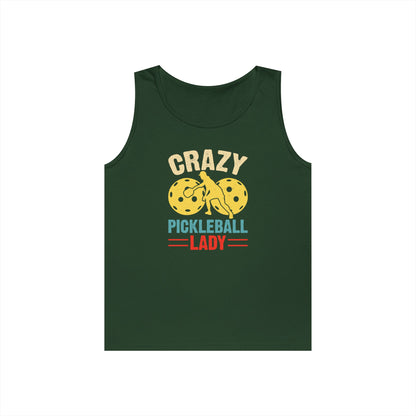Women's Soft Pickleball Tank Top - Crazy Pickleball Lady Green