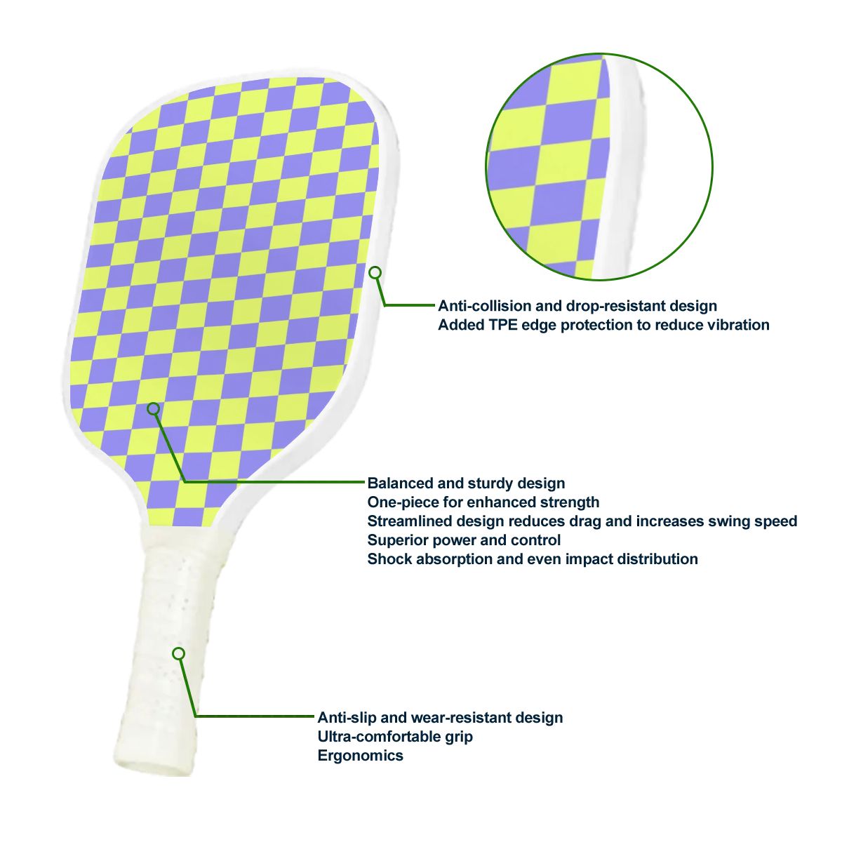 Pickleball Colorful Paddle - Checker Vibe