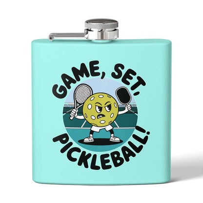 Pickleball Durable Flask - Game, Set, Pickleball Teal