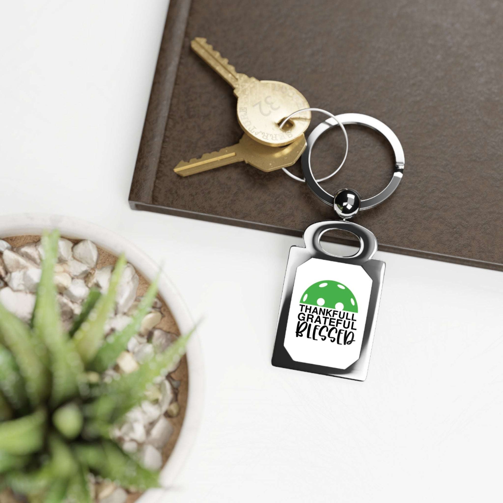 Pickleball Durable Keyring - Thankful Grateful Blessed