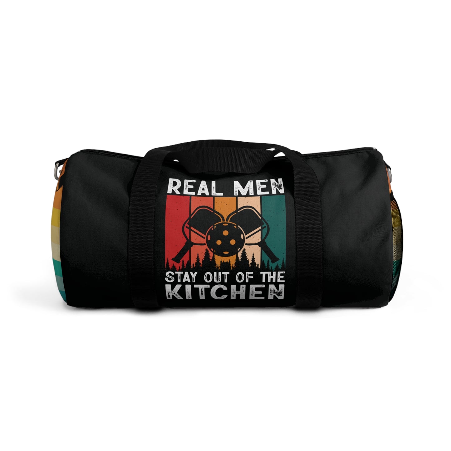 Pickleball Cool Duffel Bag - Real Men Stay Out Of The Kitchen Retro Black