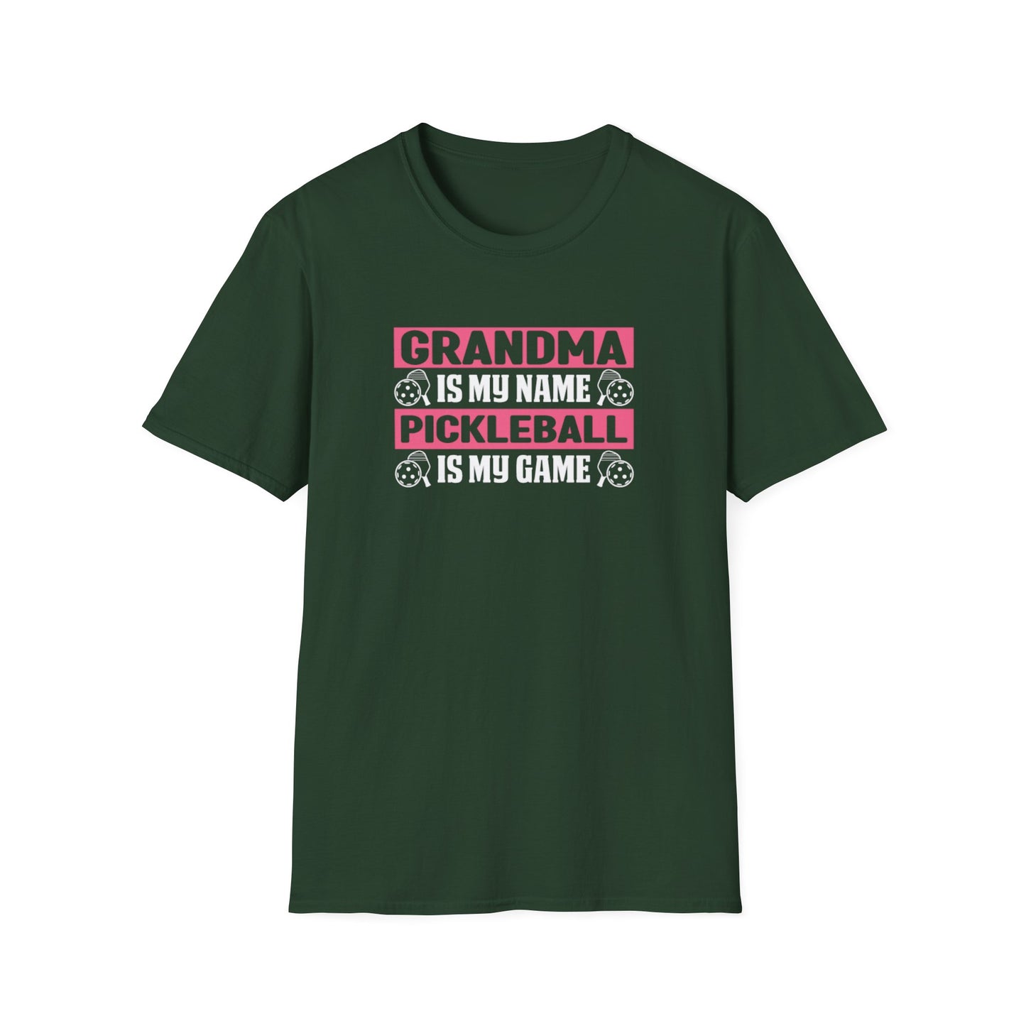 Women's Pickleball T-shirt - Grandma Is My Name Pickleball Is My Game Green