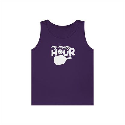 Men's Durable Pickleball Tank Top - My Happy Hour Purple