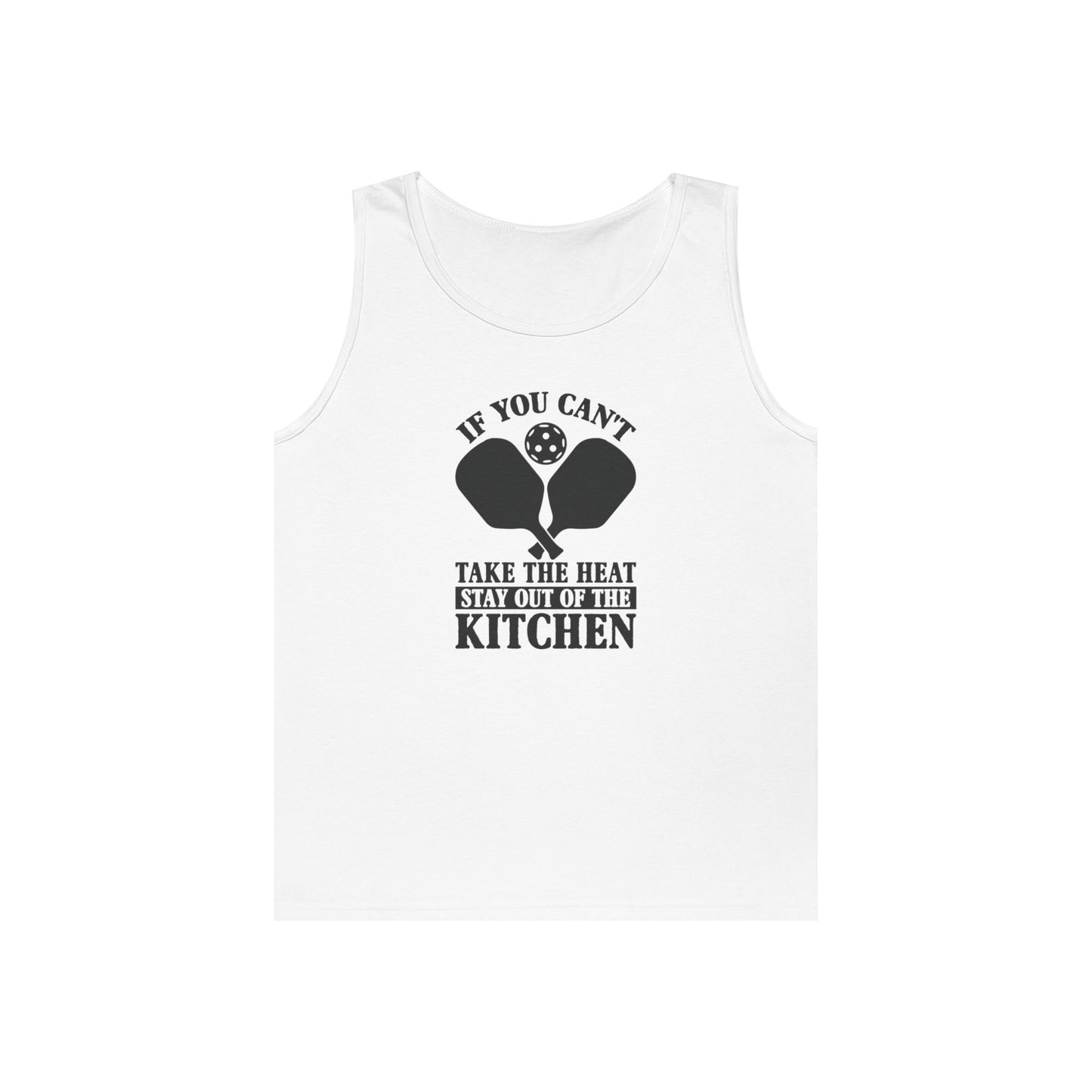Men's Quirky Pickleball Tank Top - If You Can't Take the Heat Stay Out White