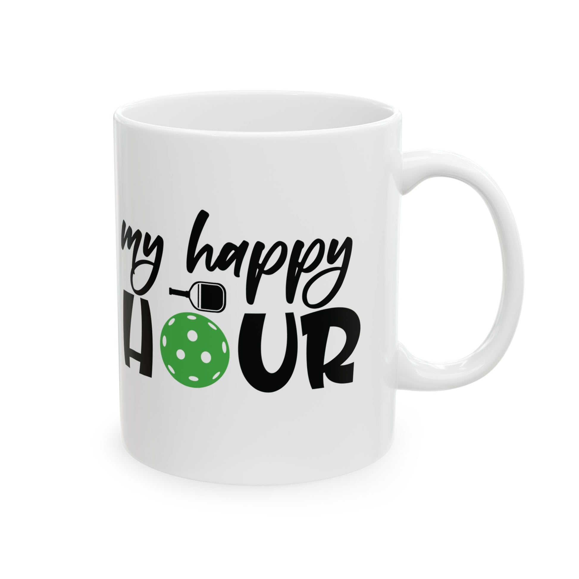 Pickleball Cheerful Mug - My Happy Hour White