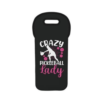 Pickleball Funny Wine Tote Bag - Crazy Pickleball Lady