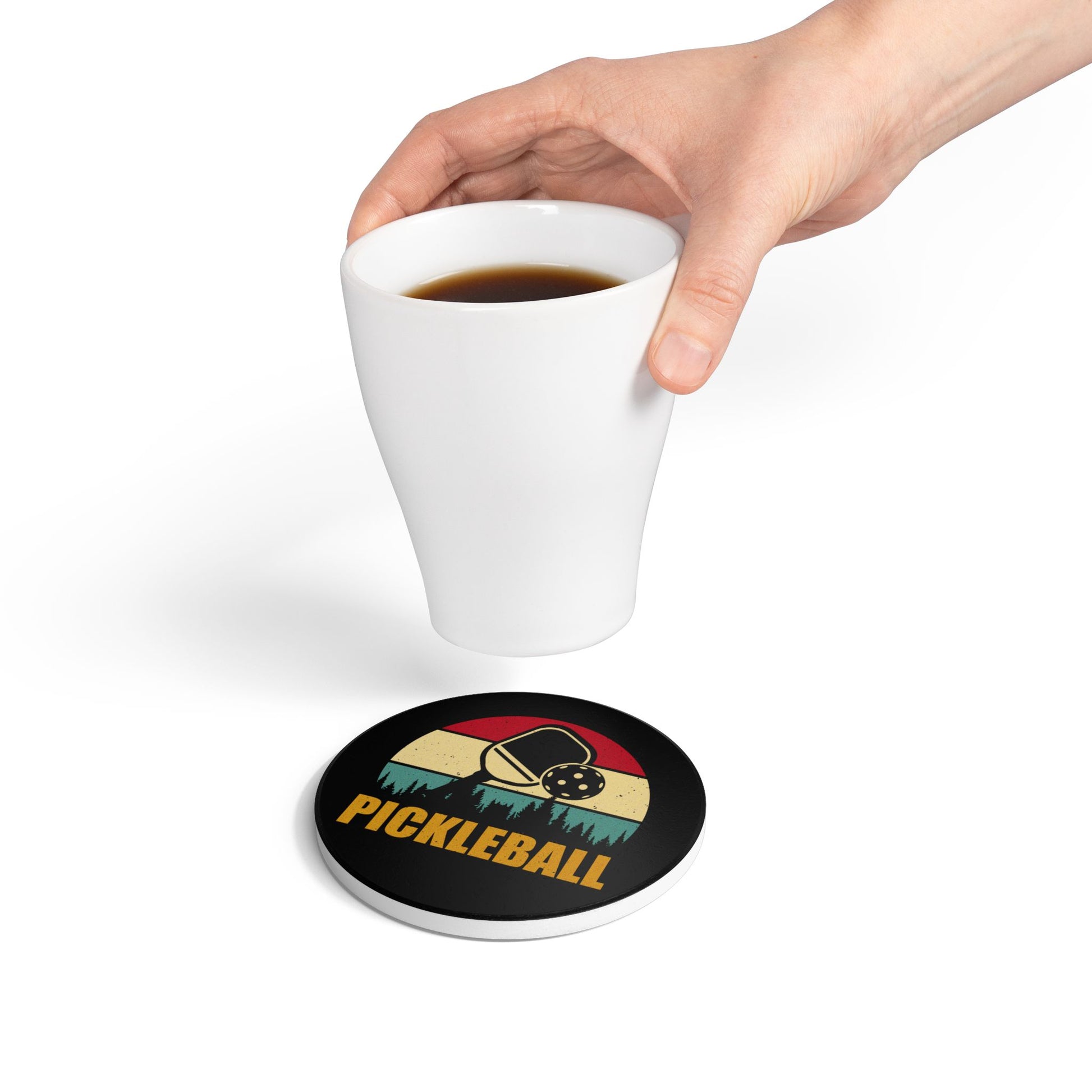 Pickleball Cool Ceramic Coaster - Pickleball Retro