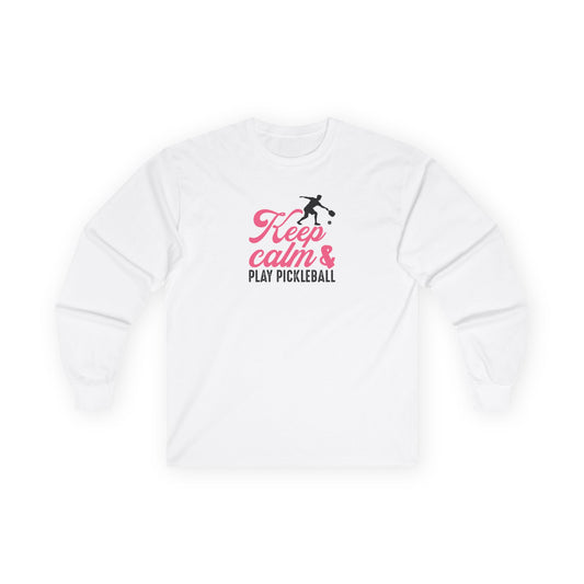 Women's Pickleball Long Sleeves top - Keep Calm & Play Pickleball White