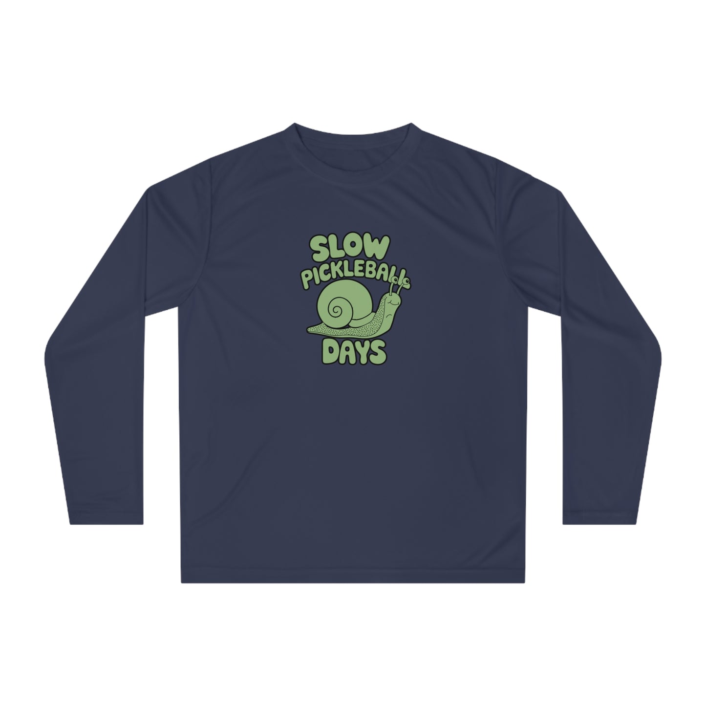 Men's Eye-Catching Pickleball Long Sleeves top - Slow Pickleball Days Navy