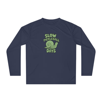 Men's Eye-Catching Pickleball Long Sleeves top - Slow Pickleball Days Navy