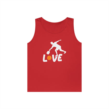 Men's Durable Pickleball Tank Top - Pickleball Player in Love Red