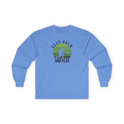 Men's Soft Pickleball Long Sleeves top - Keep Calm and Play Blue