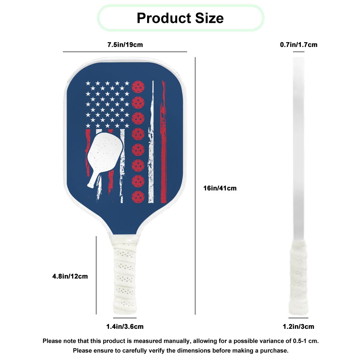 Pickleball Durable Paddle - Paddle and American Flag