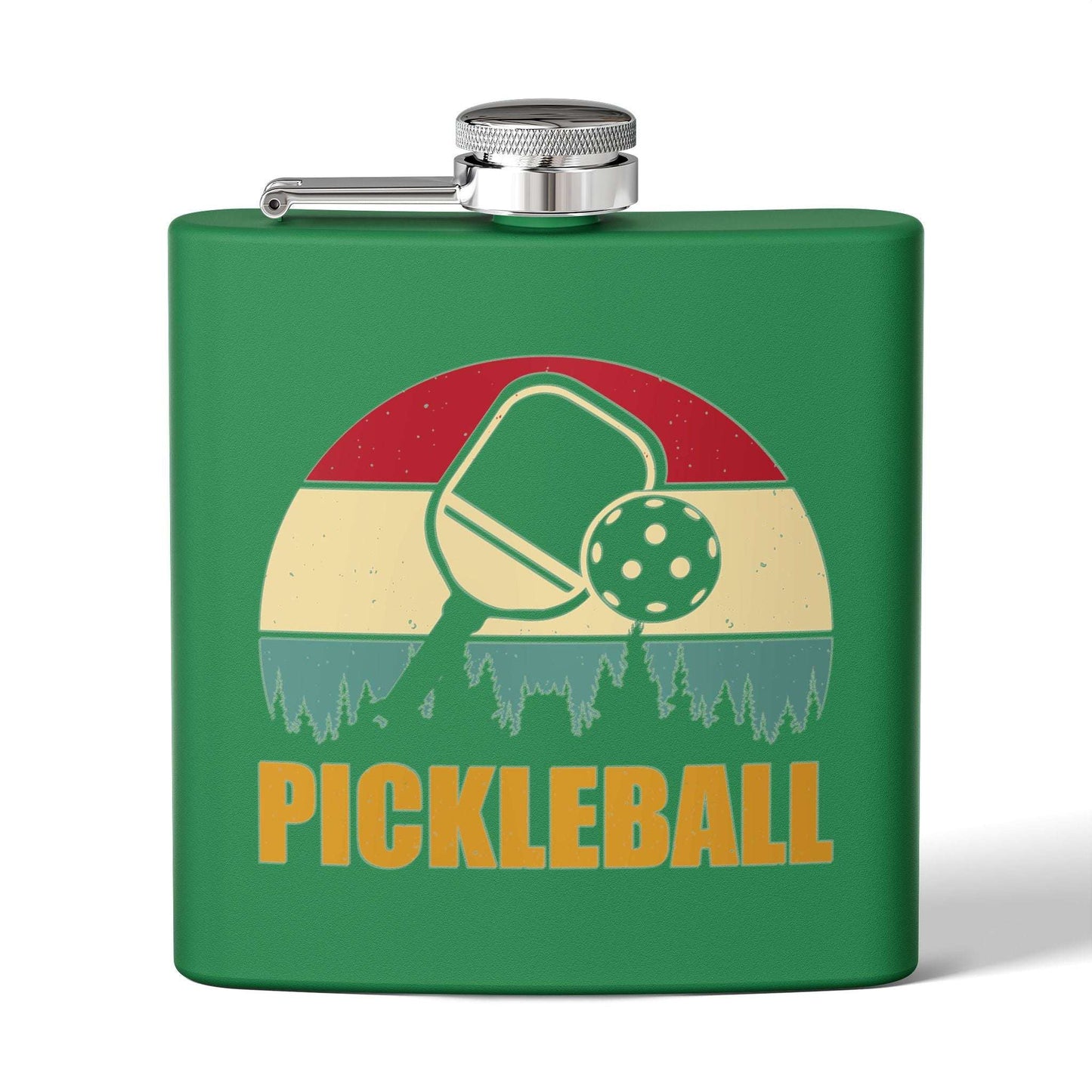 Pickleball Stylish Flask - Pickleball Retro Green